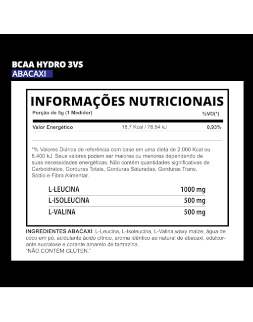 Segunda imagem do produto BCAA HYDRO 3VS 300g
