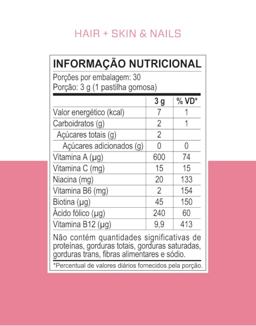Segunda imagem do produto HAIR+SKIN AND NAILS - 30 GOMAS