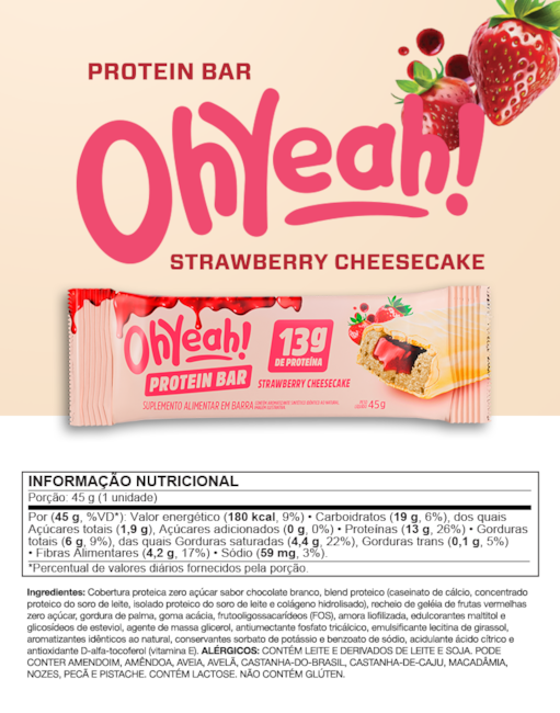Segunda imagem do produto OH YEAH PROTEIN BAR 45G - CAIXA C/ 12