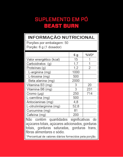 Segunda imagem do produto Pre Treino Beast BURN - 300g - 50 doses