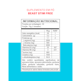 Segunda imagem do produto Pre Treino Beast STIM FREE - Sem Estimulantes - 300g