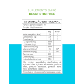 Segunda imagem do produto Pre Treino Beast STIM FREE - Sem Estimulantes - 300g