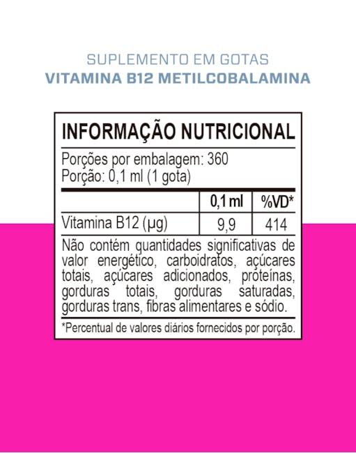 Segunda imagem do produto VITAMINA B12 METILCOBALAMINA - GOTAS 30ml