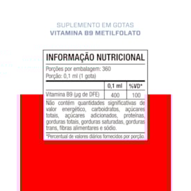 Segunda imagem do produto VITAMINA B9 ÁCIDO FÓLICO METILADO - GOTAS 30ml