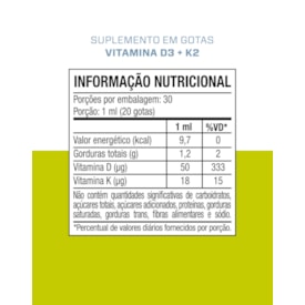 Segunda imagem do produto VITAMINA D3 + K2 - GOTAS 30ml