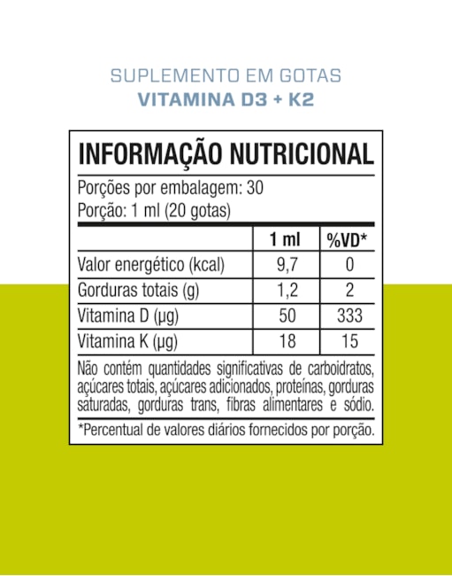 Segunda imagem do produto VITAMINA D3 + K2 - GOTAS 30ml