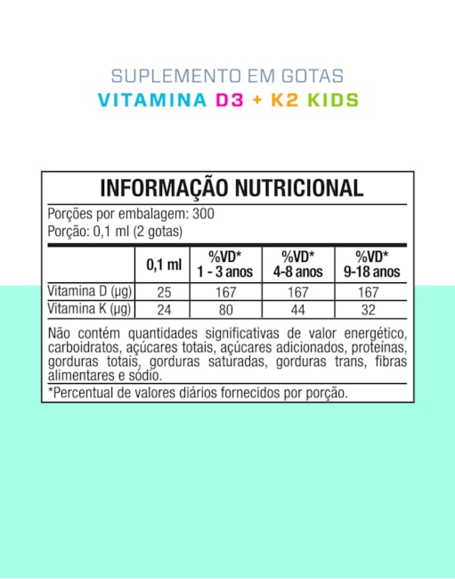 Segunda imagem do produto VITAMINA D3 + K2 KIDS - GOTAS 30ml
