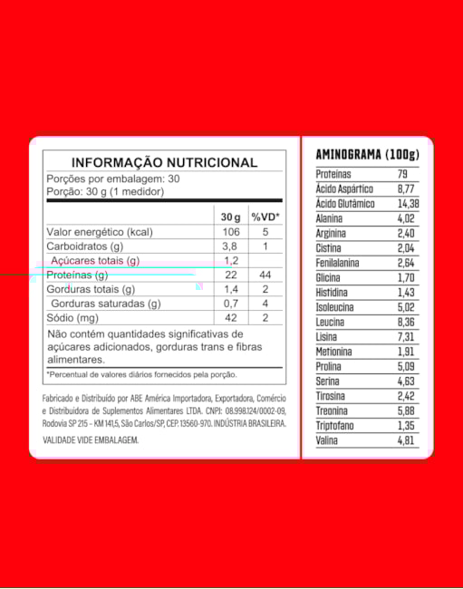 Segunda imagem do produto Whey Protein Concentrada 100% - 3VS Nutrition