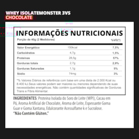 Segunda imagem do produto Whey Protein Isolate Monster 3VS 900gr