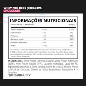 Segunda imagem do produto Whey Protein Pro Hers 3VS 900gr